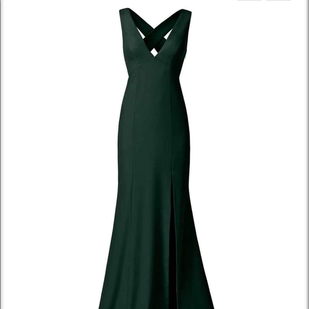 Amsale Annalise Hunter Green Halter Dress Size 18.